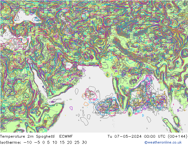 Sıcaklık Haritası 2m Spaghetti ECMWF Sa 07.05.2024 00 UTC