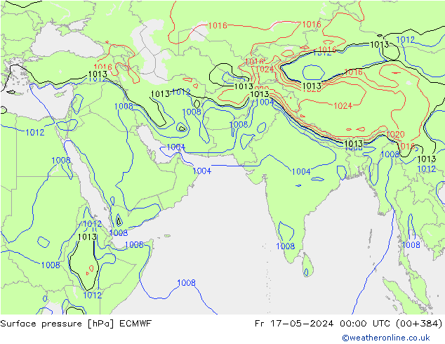 ciśnienie ECMWF pt. 17.05.2024 00 UTC