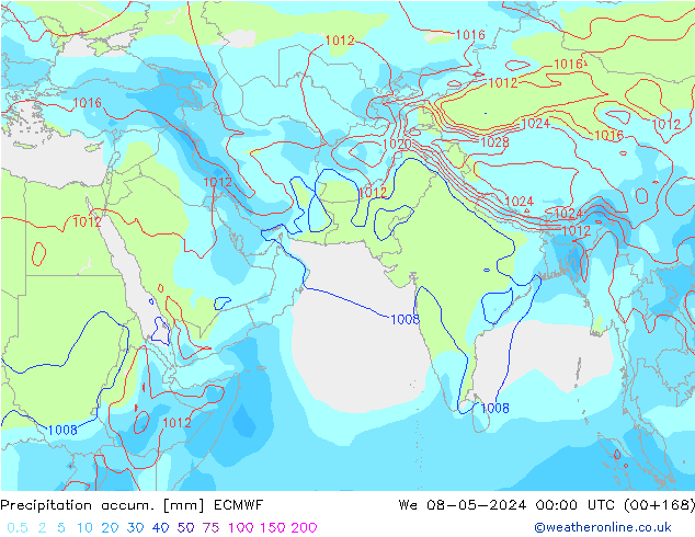 Precipitation accum. ECMWF We 08.05.2024 00 UTC