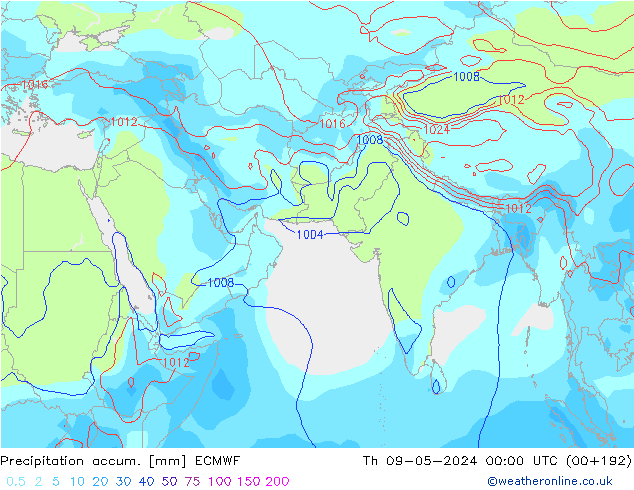 Toplam Yağış ECMWF Per 09.05.2024 00 UTC