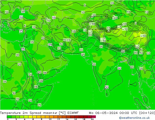 température 2m Spread ECMWF lun 06.05.2024 00 UTC