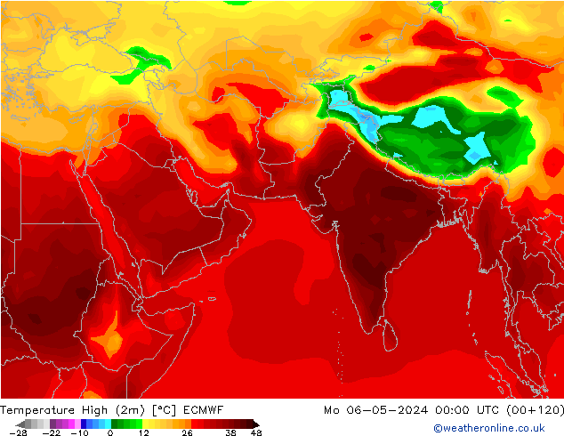 Temperature High (2m) ECMWF Mo 06.05.2024 00 UTC