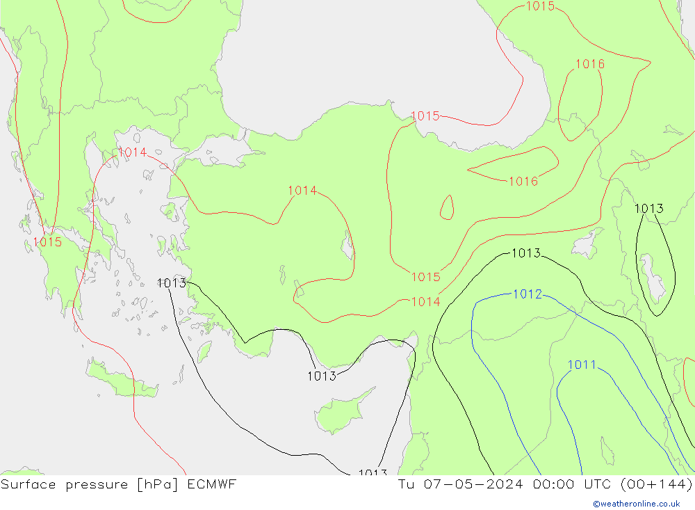 Atmosférický tlak ECMWF Út 07.05.2024 00 UTC