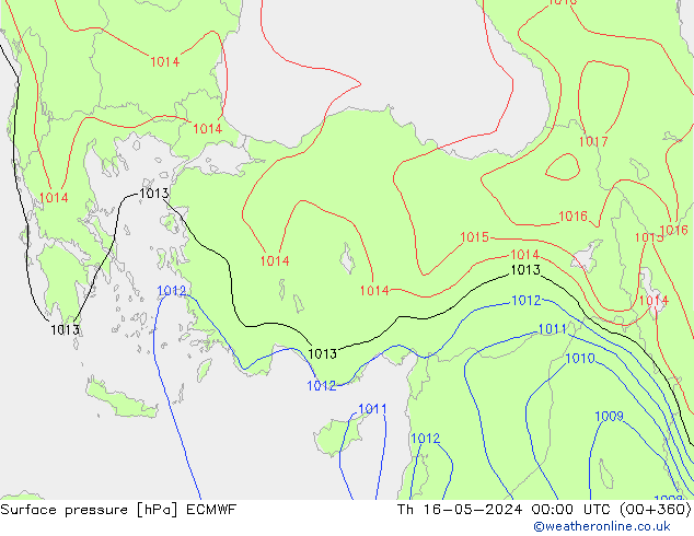 приземное давление ECMWF чт 16.05.2024 00 UTC