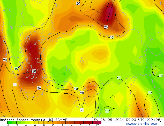 Isotachs Spread ECMWF Ne 05.05.2024 00 UTC