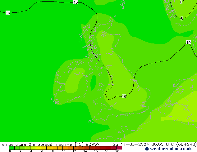 Sıcaklık Haritası 2m Spread ECMWF Cts 11.05.2024 00 UTC