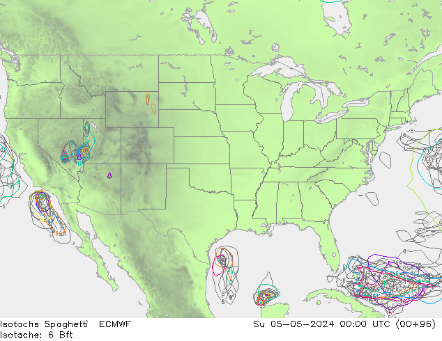 Isotachs Spaghetti ECMWF dom 05.05.2024 00 UTC