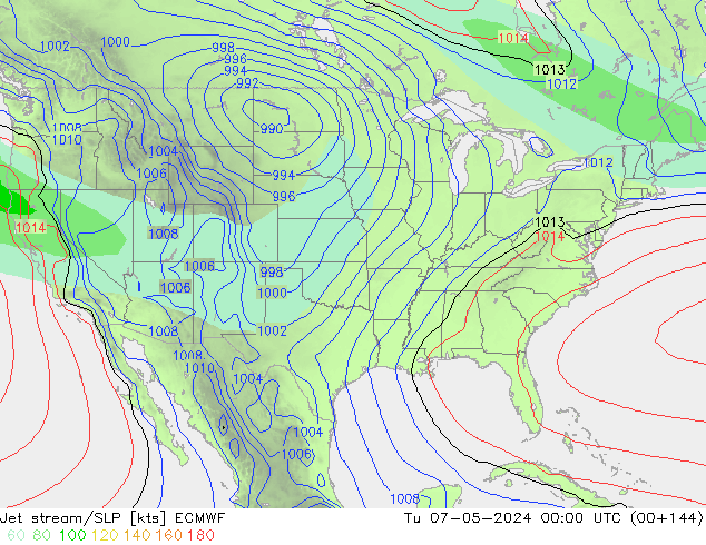 Jet stream/SLP ECMWF Tu 07.05.2024 00 UTC