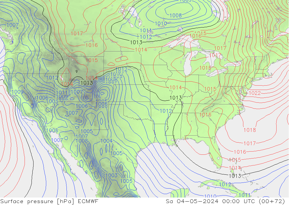 Surface pressure ECMWF Sa 04.05.2024 00 UTC