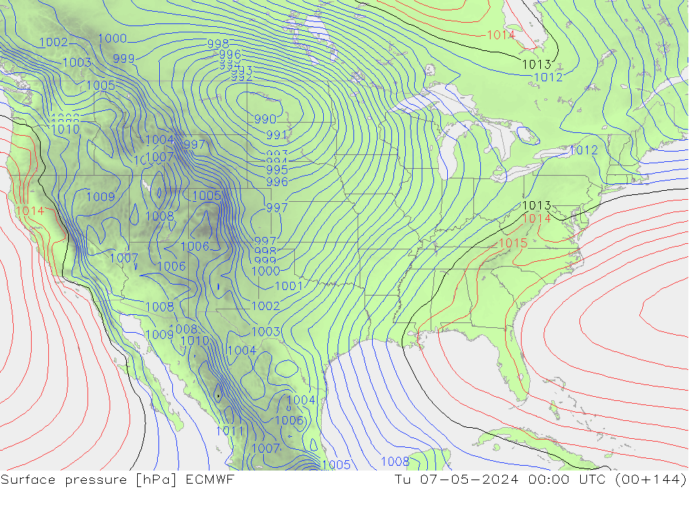 Atmosférický tlak ECMWF Út 07.05.2024 00 UTC