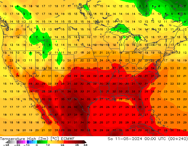 temperatura máx. (2m) ECMWF Sáb 11.05.2024 00 UTC