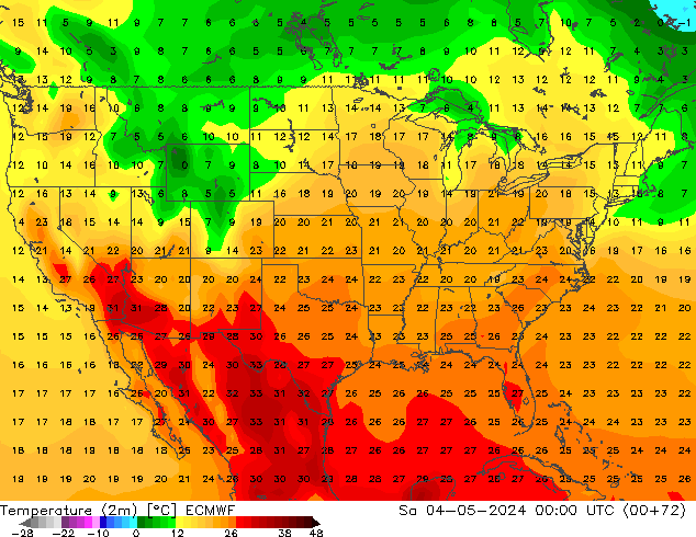 Sıcaklık Haritası (2m) ECMWF Cts 04.05.2024 00 UTC