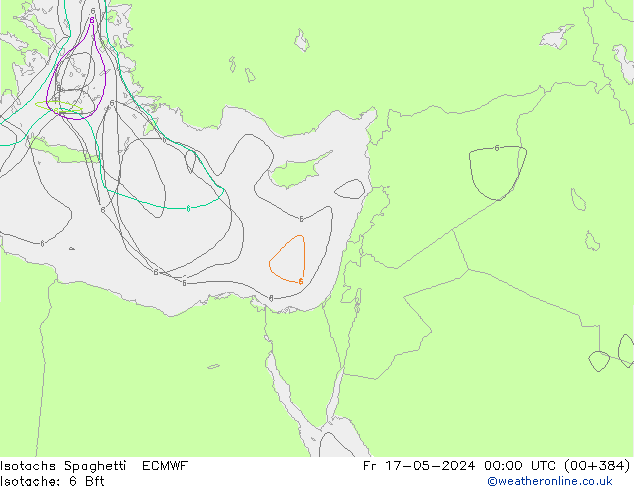 Eşrüzgar Hızları Spaghetti ECMWF Cu 17.05.2024 00 UTC