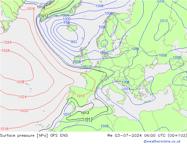 地面气压 GFS ENS 星期三 03.07.2024 06 UTC