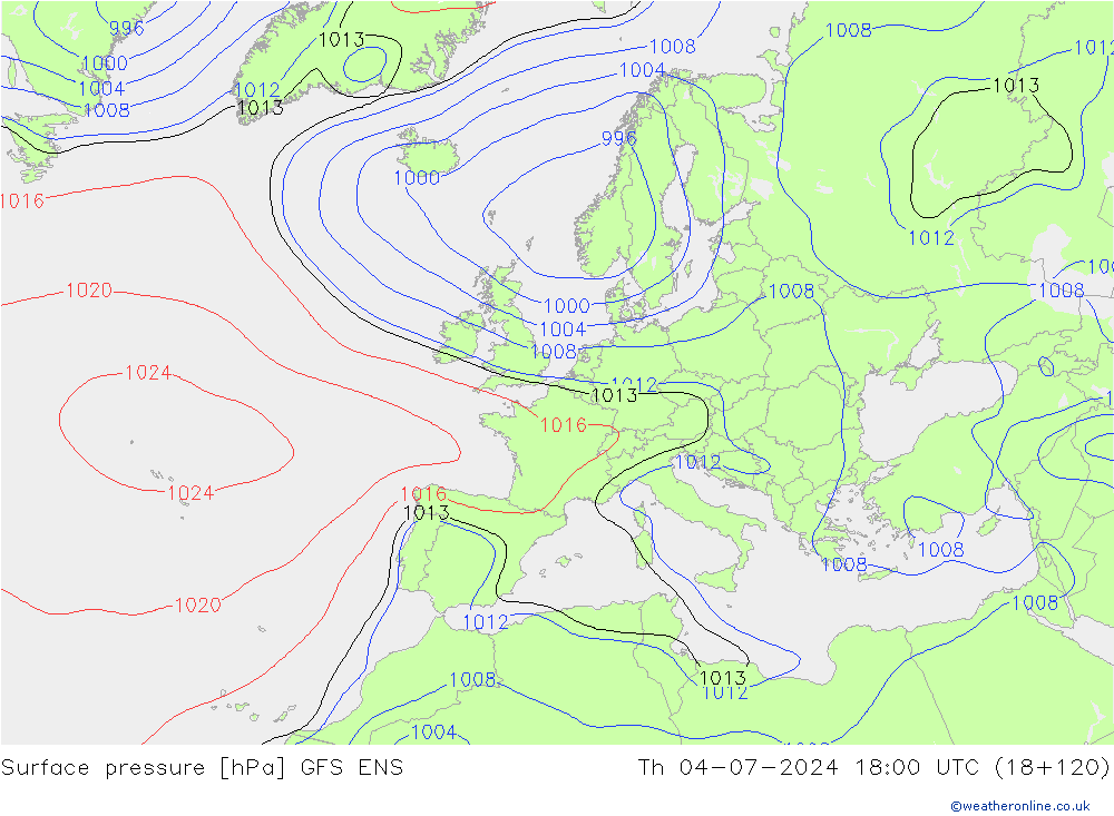 Luchtdruk (Grond) GFS ENS do 04.07.2024 18 UTC