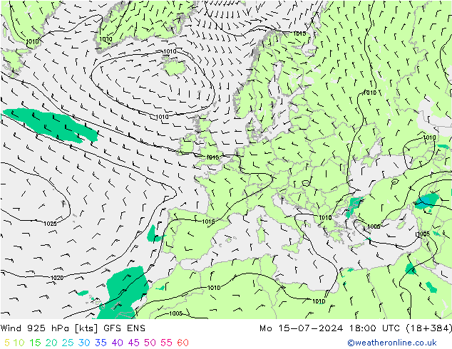 风 925 hPa GFS ENS 星期一 15.07.2024 18 UTC