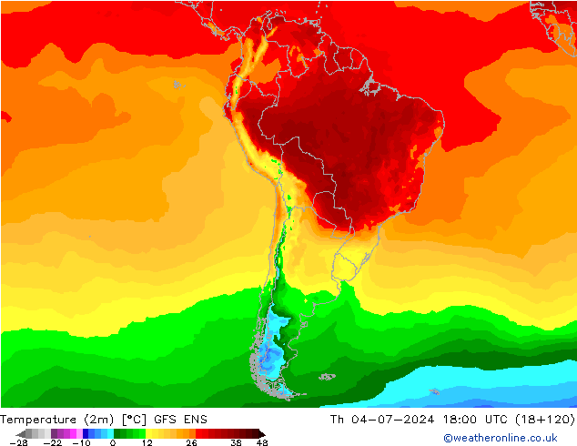 Temperatuurkaart (2m) GFS ENS do 04.07.2024 18 UTC