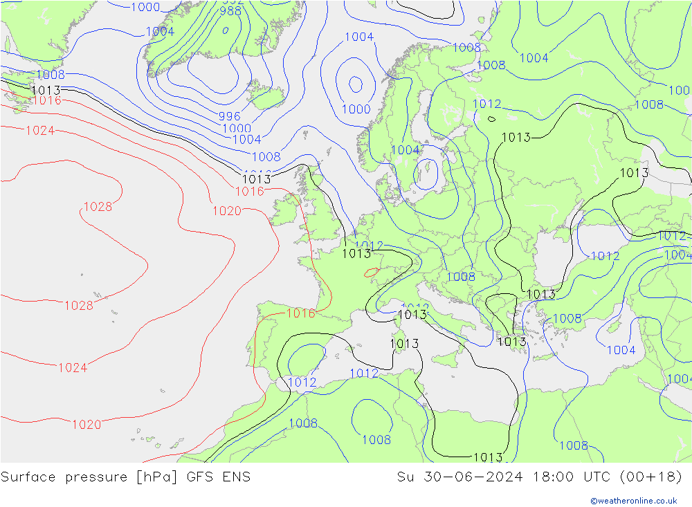 Luchtdruk (Grond) GFS ENS zo 30.06.2024 18 UTC