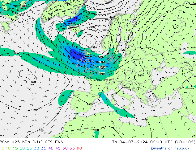 Wind 925 hPa GFS ENS do 04.07.2024 06 UTC