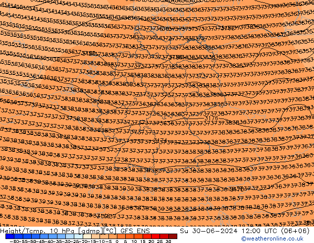 Hoogte/Temp. 10 hPa GFS ENS zo 30.06.2024 12 UTC