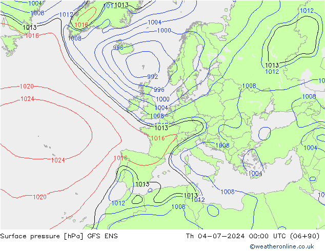 地面气压 GFS ENS 星期四 04.07.2024 00 UTC