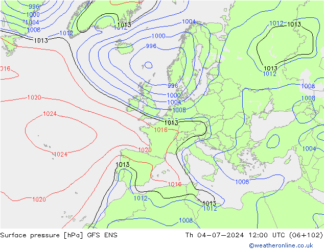 地面气压 GFS ENS 星期四 04.07.2024 12 UTC