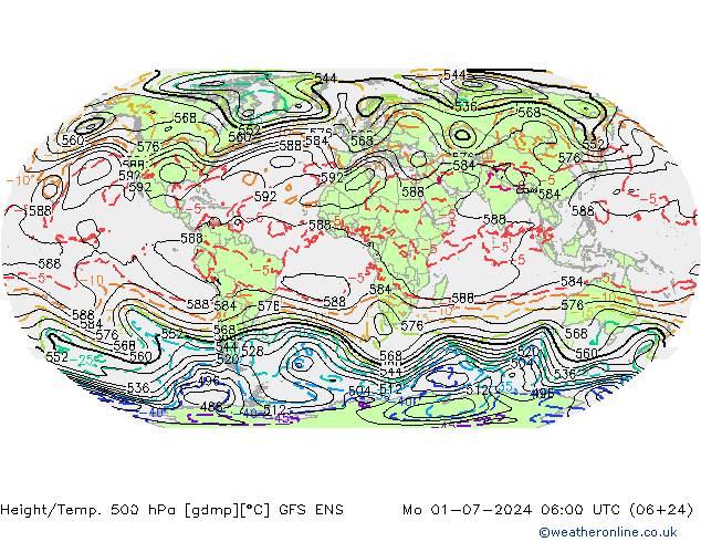 Height/Temp. 500 hPa GFS ENS 星期一 01.07.2024 06 UTC