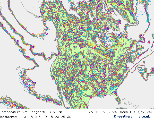 温度图 Spaghetti GFS ENS 星期一 01.07.2024 06 UTC