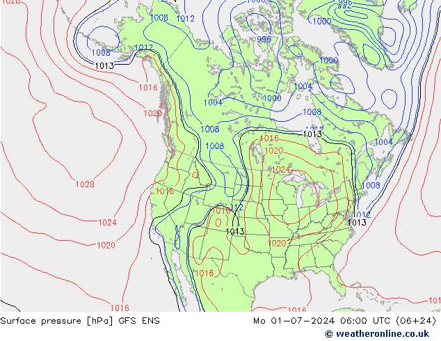地面气压 GFS ENS 星期一 01.07.2024 06 UTC