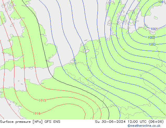 地面气压 GFS ENS 星期日 30.06.2024 12 UTC