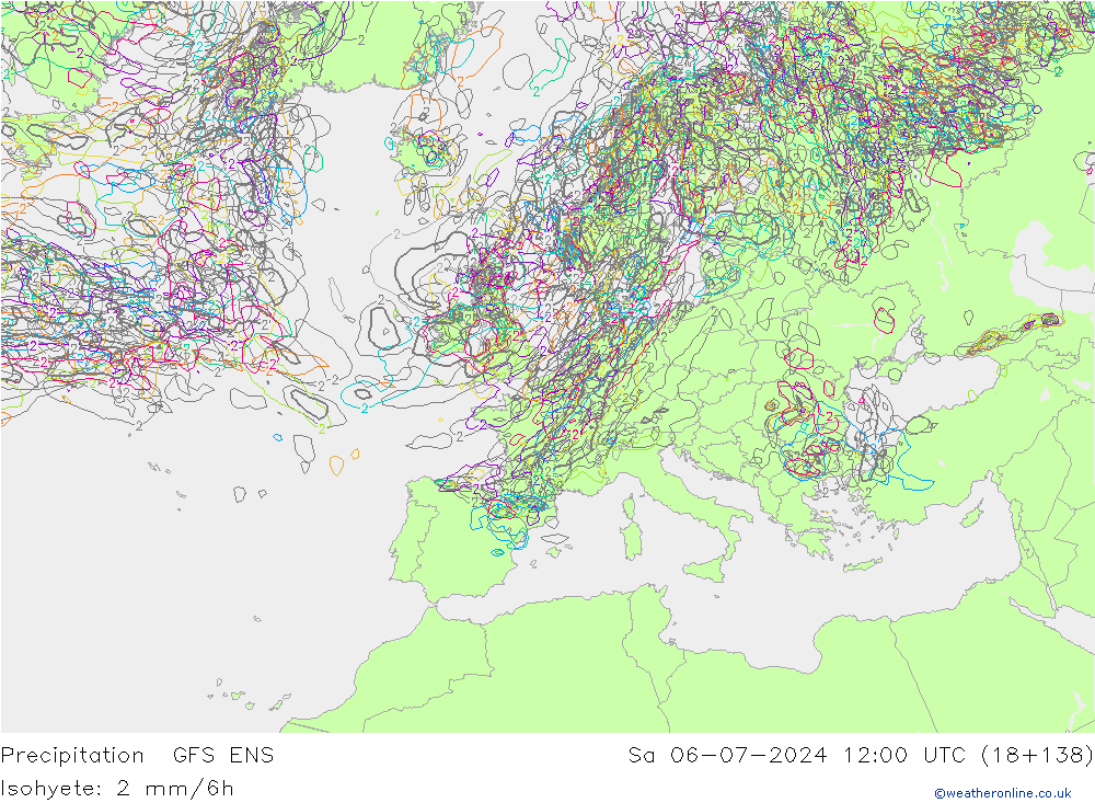 Neerslag GFS ENS za 06.07.2024 12 UTC