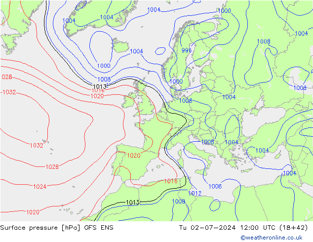 地面气压 GFS ENS 星期二 02.07.2024 12 UTC