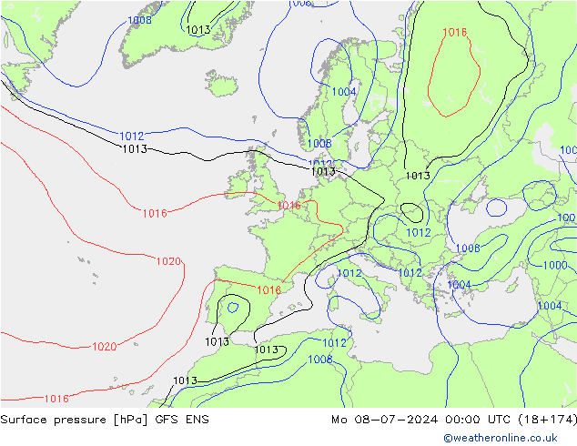 地面气压 GFS ENS 星期一 08.07.2024 00 UTC