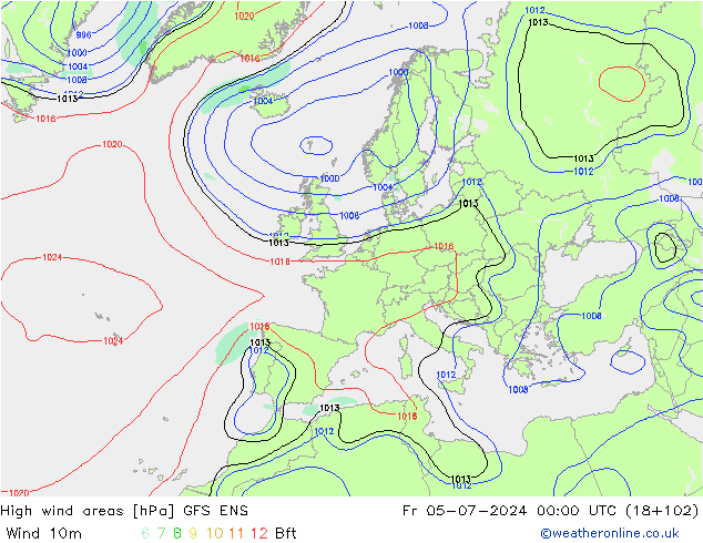 Windvelden GFS ENS vr 05.07.2024 00 UTC