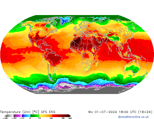 Temperatuurkaart (2m) GFS ENS ma 01.07.2024 18 UTC
