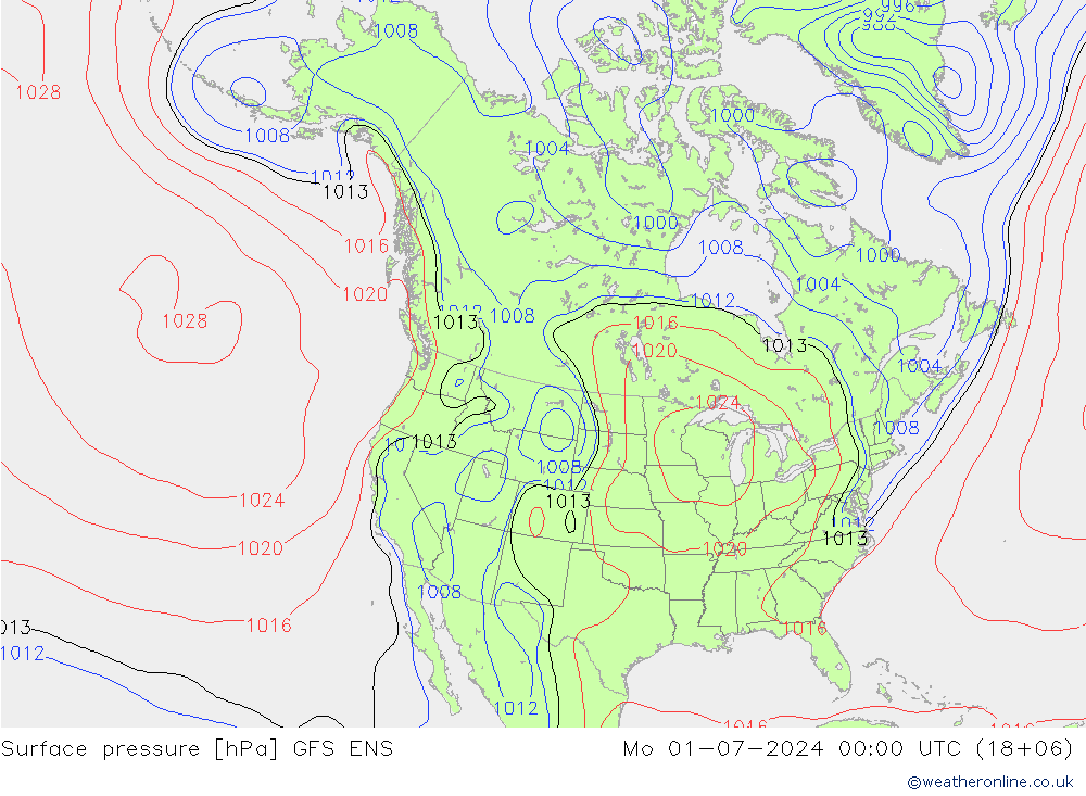 地面气压 GFS ENS 星期一 01.07.2024 00 UTC