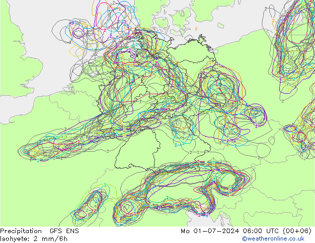 Neerslag GFS ENS ma 01.07.2024 06 UTC