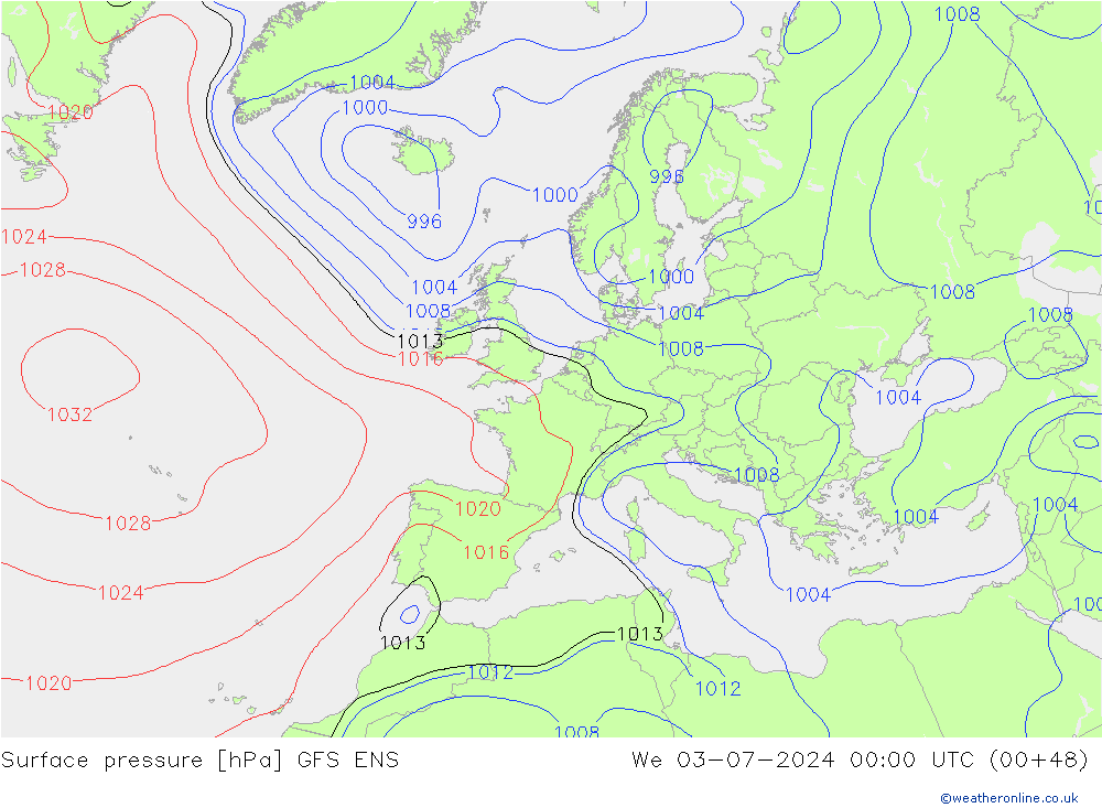 Luchtdruk (Grond) GFS ENS wo 03.07.2024 00 UTC