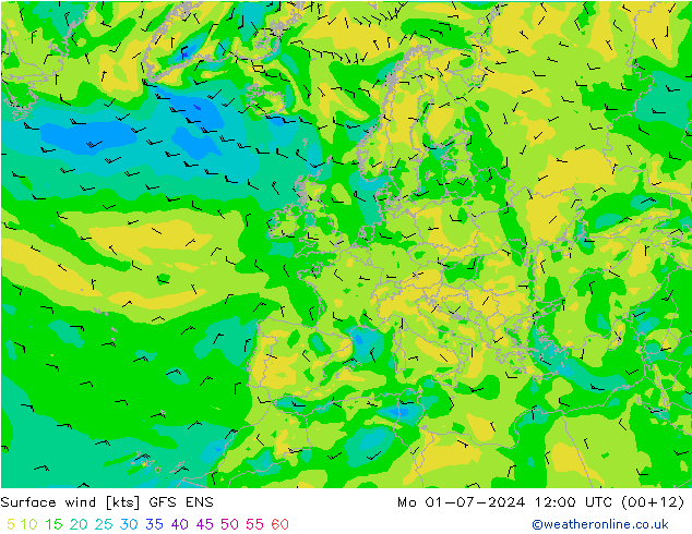 风 10 米 GFS ENS 星期一 01.07.2024 12 UTC