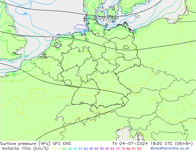 Isotachen (km/h) GFS ENS do 04.07.2024 18 UTC