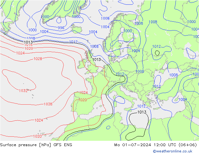 Luchtdruk (Grond) GFS ENS ma 01.07.2024 12 UTC