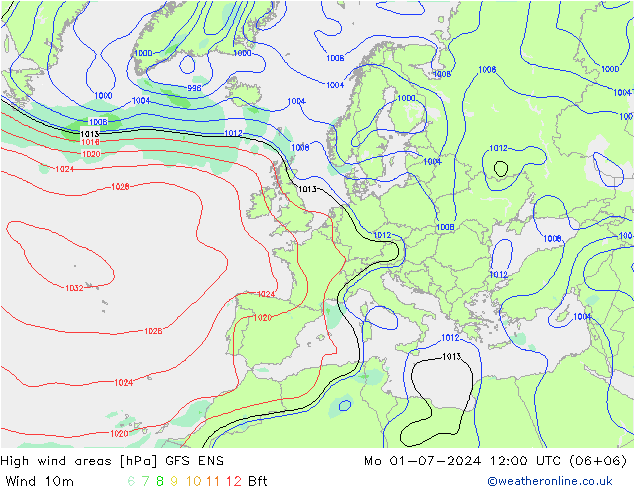 Windvelden GFS ENS ma 01.07.2024 12 UTC