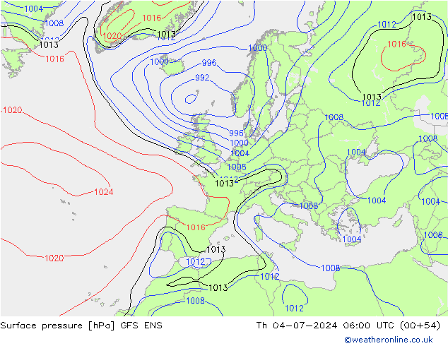 地面气压 GFS ENS 星期四 04.07.2024 06 UTC