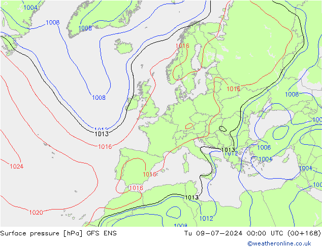 地面气压 GFS ENS 星期二 09.07.2024 00 UTC