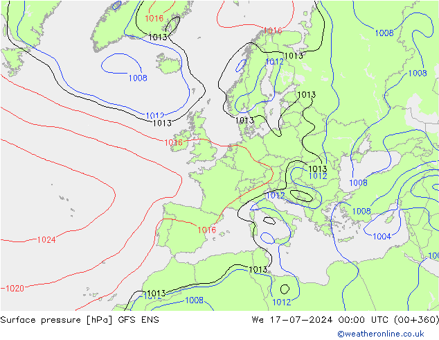 地面气压 GFS ENS 星期三 17.07.2024 00 UTC
