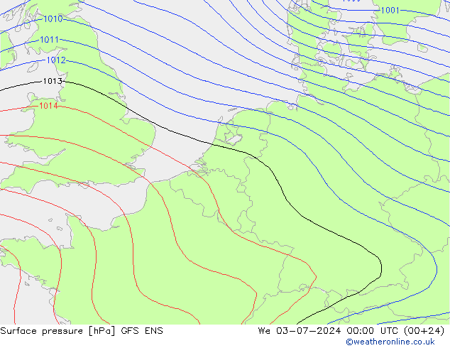 地面气压 GFS ENS 星期三 03.07.2024 00 UTC