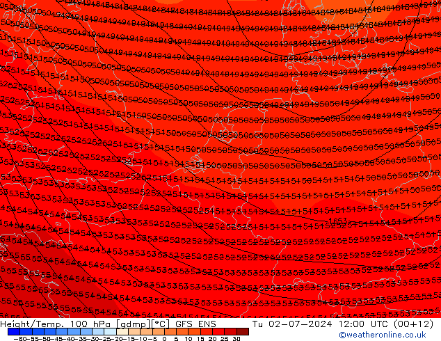 Hoogte/Temp. 100 hPa GFS ENS di 02.07.2024 12 UTC