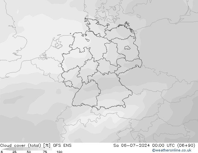 Bewolking (Totaal) GFS ENS za 06.07.2024 00 UTC