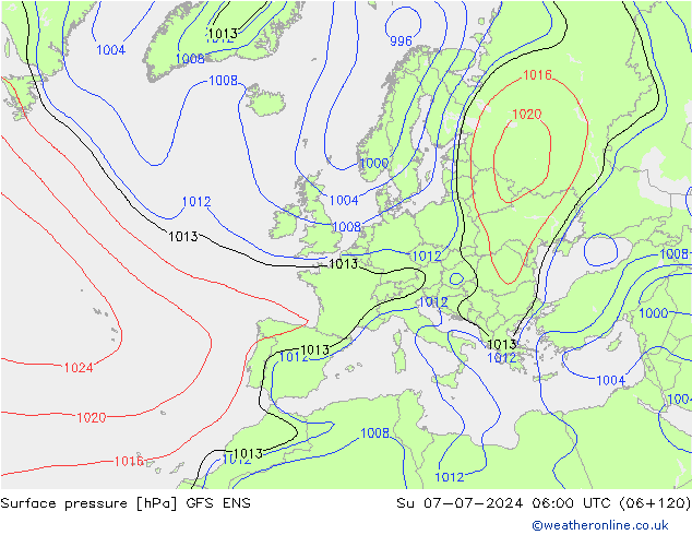 地面气压 GFS ENS 星期日 07.07.2024 06 UTC