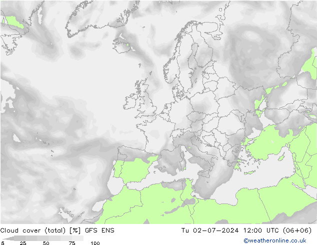 Bewolking (Totaal) GFS ENS di 02.07.2024 12 UTC